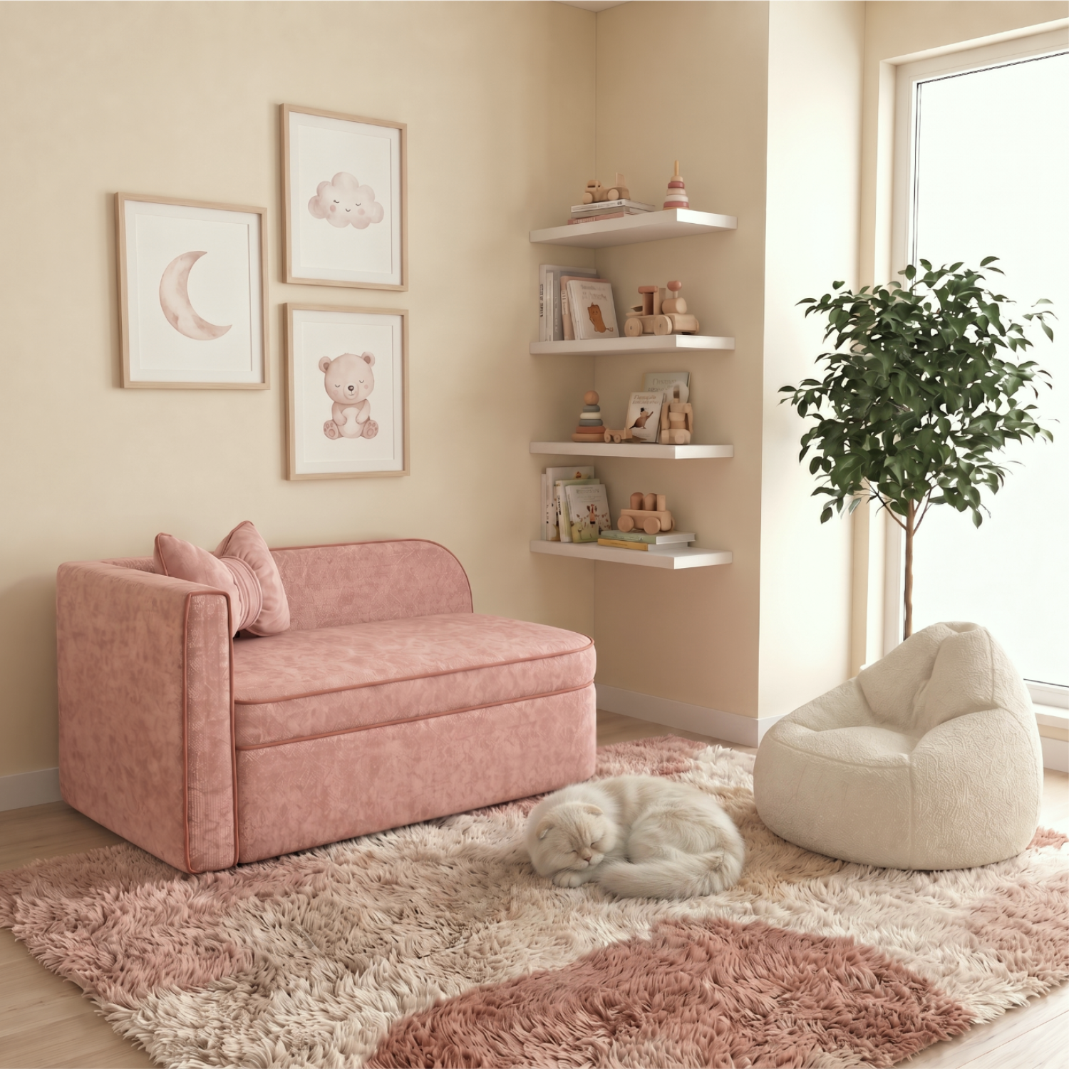 Диван прямой Аби Велюр Круз 61 (Cruz Blush)