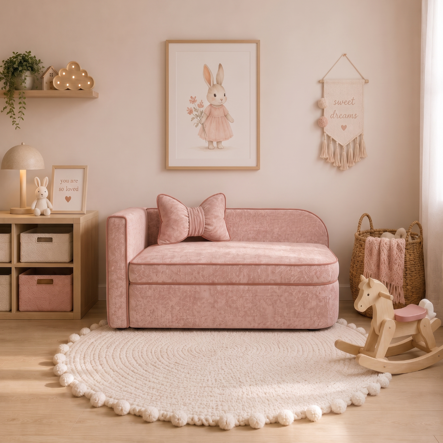 Диван прямой Аби Велюр Круз 61 (Cruz Blush)